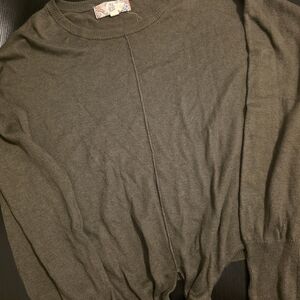 Pink Rose Olive Green Sweater